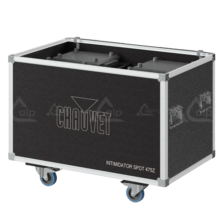 4x Chauvet Intimidator Spot 475Z fixtures inside ALP FLIGHT CASES with custom CNC foam