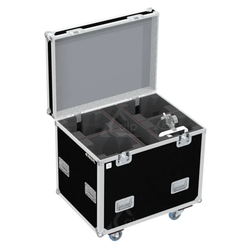 4 Chauvet Ovation F-915FC Fresnel fixtures stored in custom CNC foam compartments for secure transport