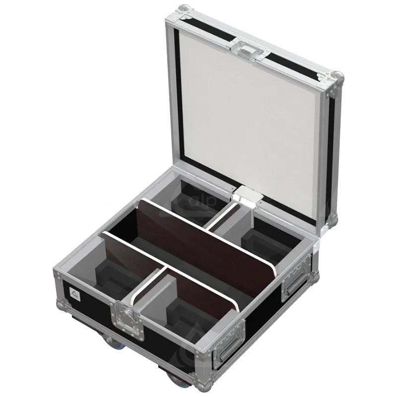Interior of ALP FLIGHT CASES for 4x Elation Paladin Cube showing high-density protective foam