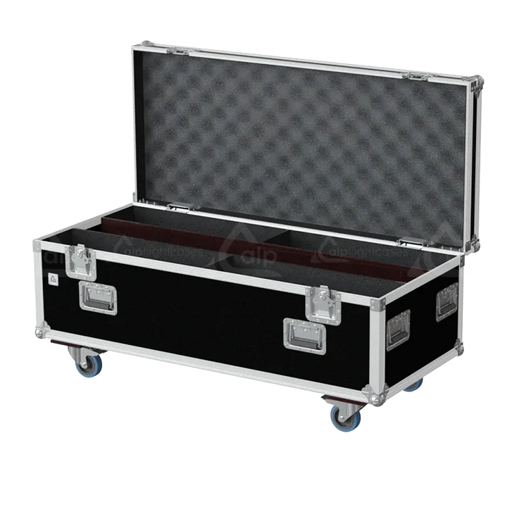 Empty ALP FLIGHT CASES 4-way trunk for Elation Protron Eclypse showing internal slots and cable management space