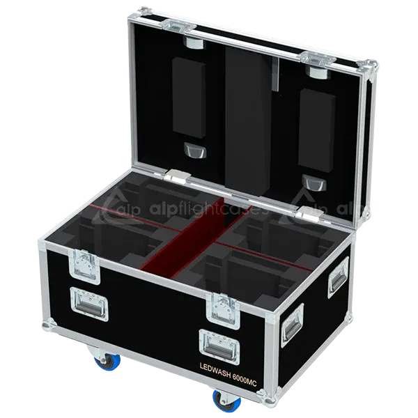 Empty ALP FLIGHT CASES flight case for 4x Leding LEDWASH 6000MC ready for custom foam insert