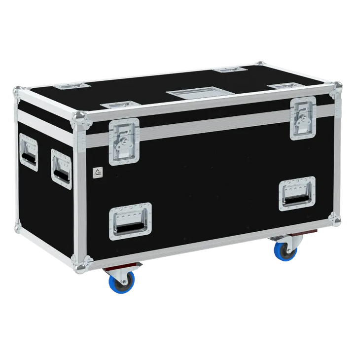 ALP FLIGHT CASES front view of 4x Magic FX Stage Flame flight case with heavy-duty touring hardware and wheels