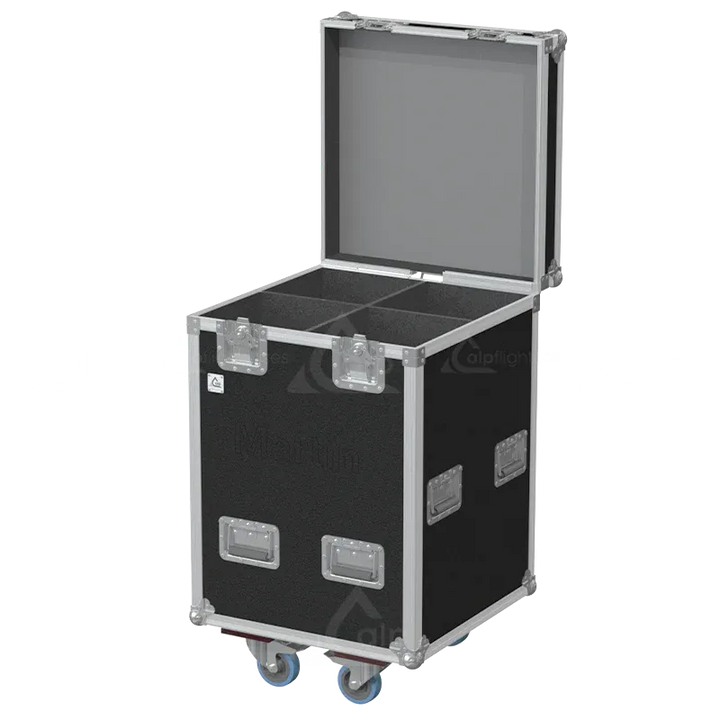 Empty flight case for 4x Martin ELP CL IP showing precision-cut slots for IP65 rated profile fixtures