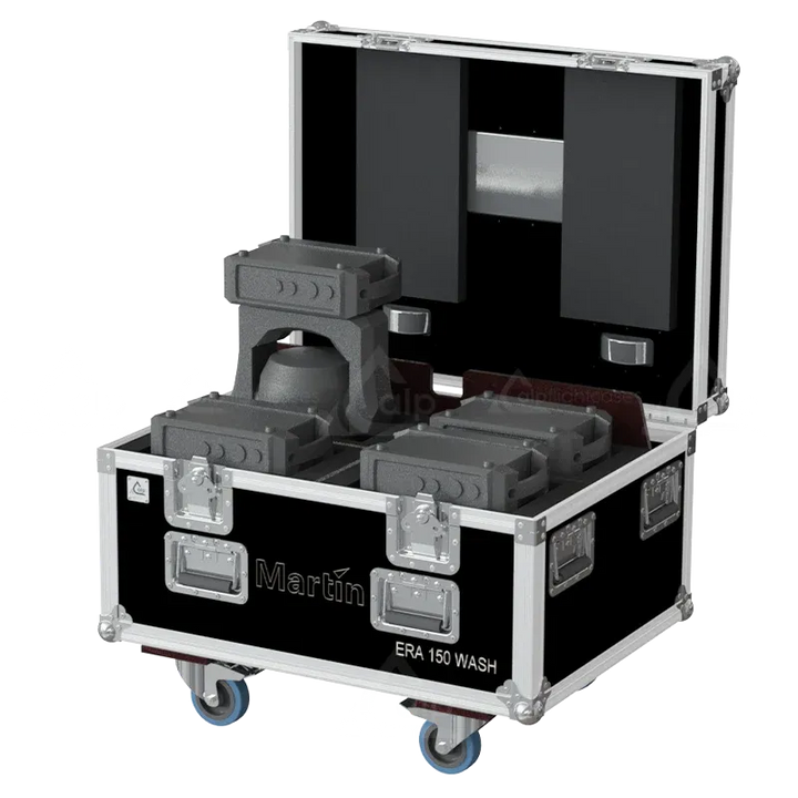 4x Martin ERA 150 Wash fixtures inside ALP FLIGHT CASES with custom CNC foam