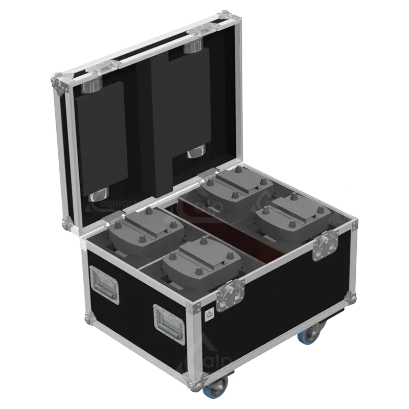 4x Martin Rush MH 10 Beam FX fixtures inside ALP FLIGHT CASES with custom CNC foam