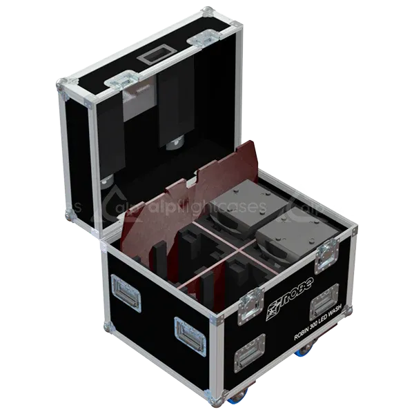 4x Robe Robin 300 LEDWash fixtures with clamps 155 inside ALP flight case with custom CNC foam interior