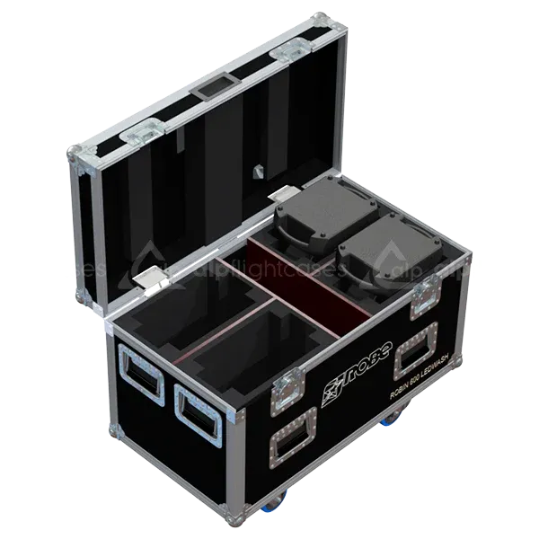 4x Robe Robin 600 LEDWash fixtures inside ALP flight case with custom CNC foam interior