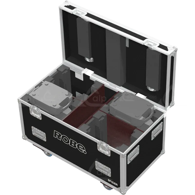 4x Robe Spiider fixtures inside ALP FLIGHT CASES with custom CNC foam