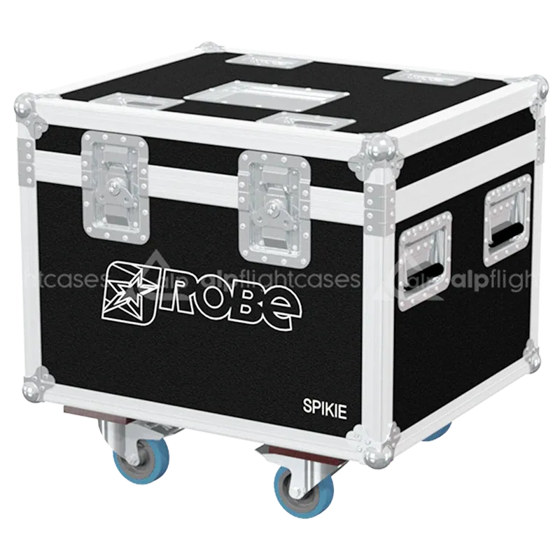 ALP FLIGHT CASES - Front view of 4x Robe Spikie flight case with heavy-duty hardware