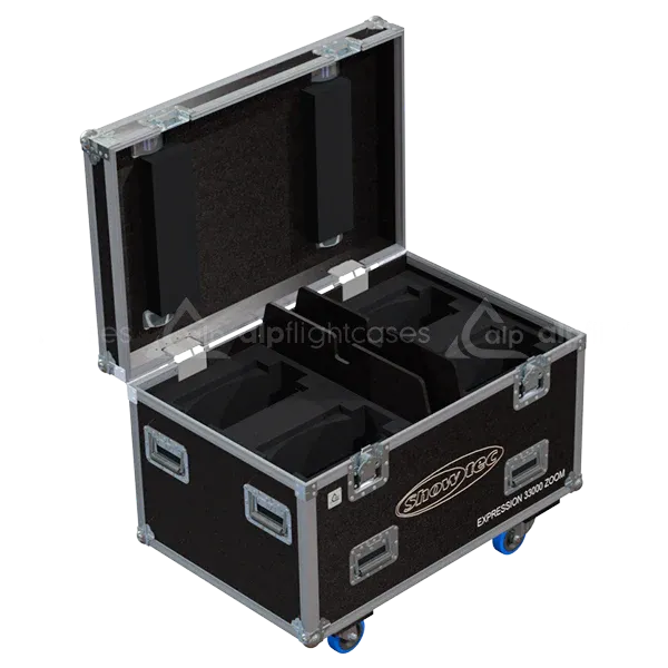 Empty ALP FLIGHT CASES flight case for 4x Showtec Expression 33000 Zoom ready for custom foam insert
