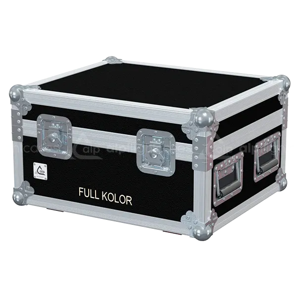 ALP FLIGHT CASES front view of 4x Starway FullKolor lighting flight case with heavy-duty touring hardware