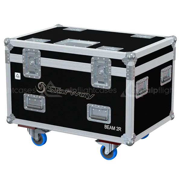 ALP FLIGHT CASES front view of 4x Starway Servo Beam 2R flight case with heavy-duty touring hardware