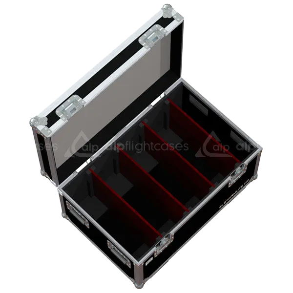 Empty ALP FLIGHT CASES 4-way trunk for Stormlite HD showing internal slots and cable management space