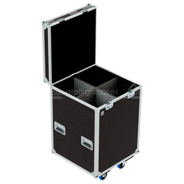 Empty flight case for 4x Triton Blue 25°/50° Zoom with precision-cut compartments and accessory storage