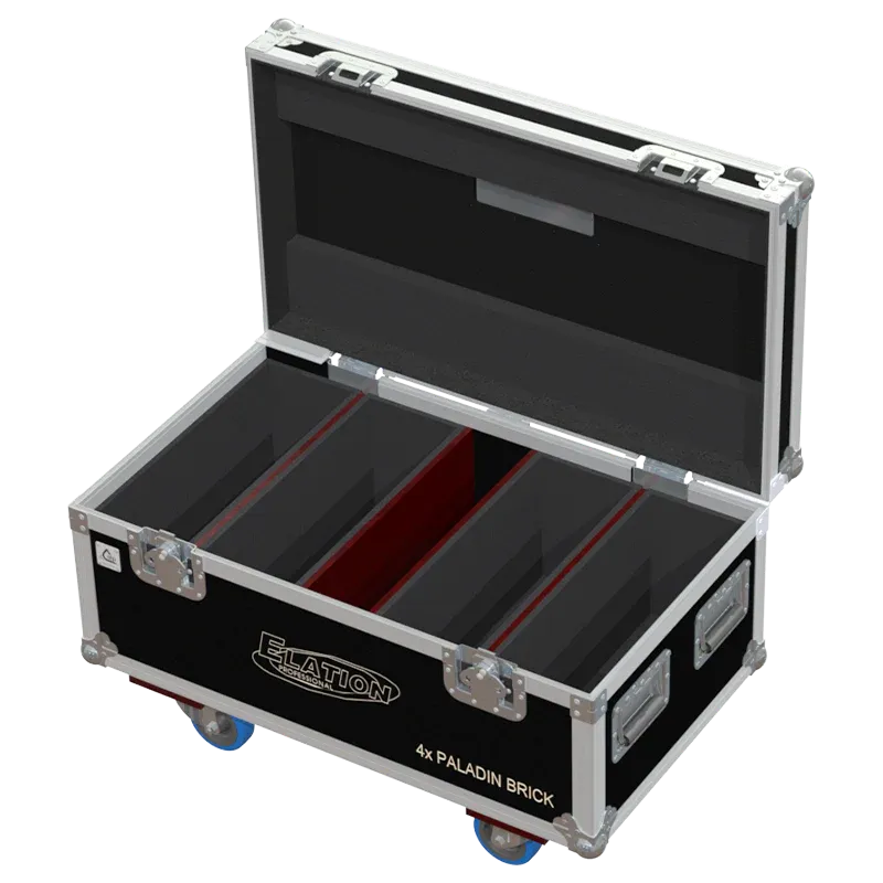 Empty flight case for Elation Paladin Brick with precision-cut compartments and cable storage space