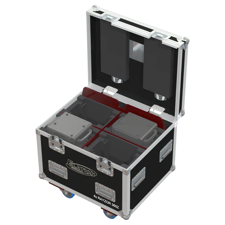 4x Elation Rayzor 360Z fixtures inside ALP FLIGHT CASES with custom CNC foam