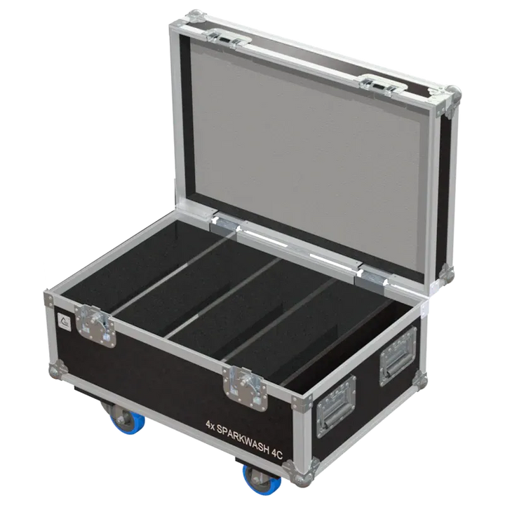 Empty flight case for Leding Spark Wash 4C with precision-cut compartments and cable storage space