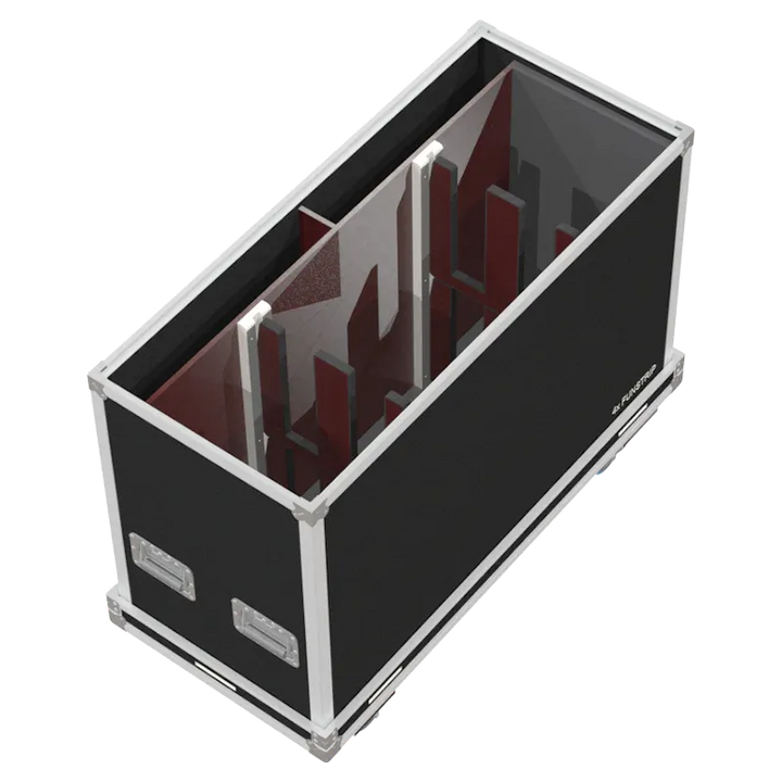 Empty ALP FLIGHT CASES 4-way trunk for OXO Funstrip showing internal slots and cable management space