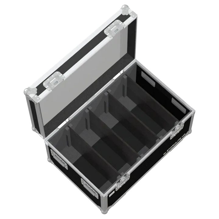 Empty ALP FLIGHT CASES 4-way trunk for Starway Stormlite HD showing internal slots and cable compartment