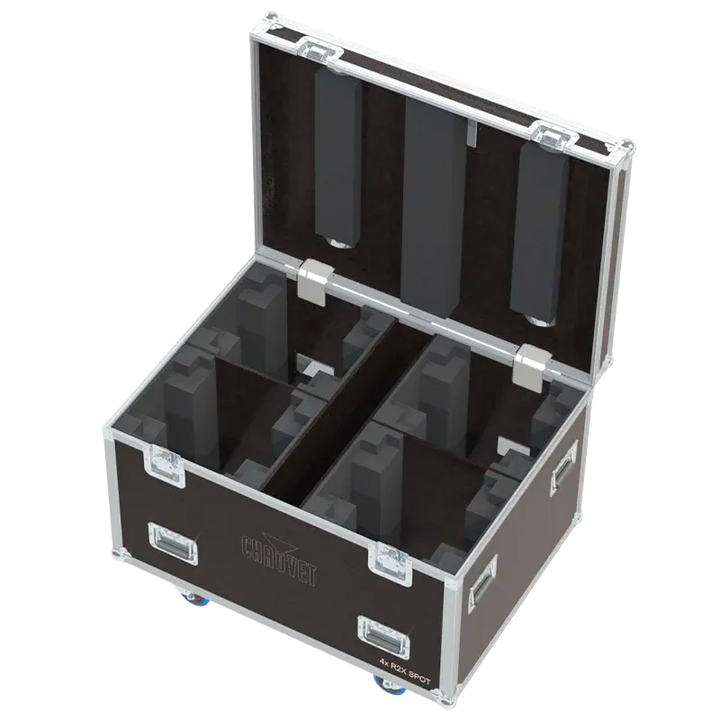 Empty ALP Flight Case for 4x Chauvet R2X Spot with custom CNC foam inserts.
