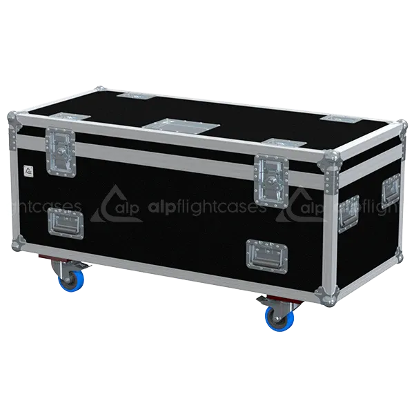 ALP FLIGHT CASES front view of 6x Starway DynaKolor lighting flight case with heavy-duty touring hardware and wheels