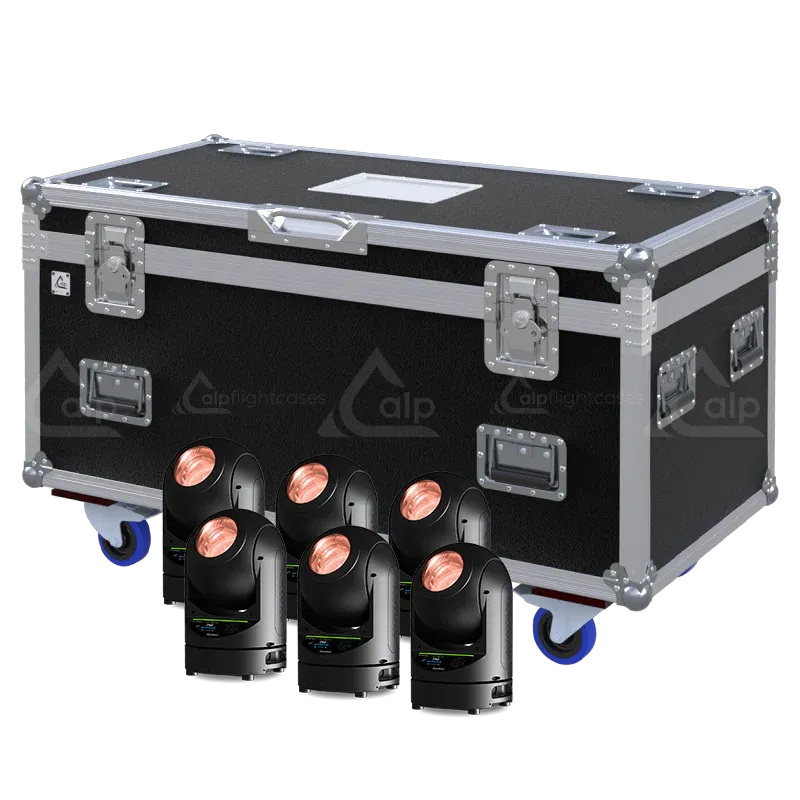 ALP Flight Case for 6x Ayrton Kyalami - Front perspective view WITH 6X KYALAMI
