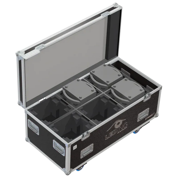 6x Leding Dynamo 7 fixtures inside ALP FLIGHT CASES with custom CNC foam