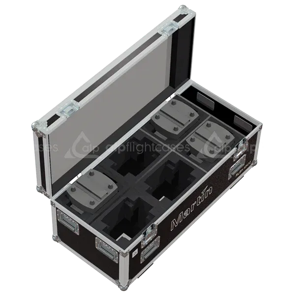 6x Martin RUSH MH10 Beam fixtures inside ALP flight case with custom CNC foam interior