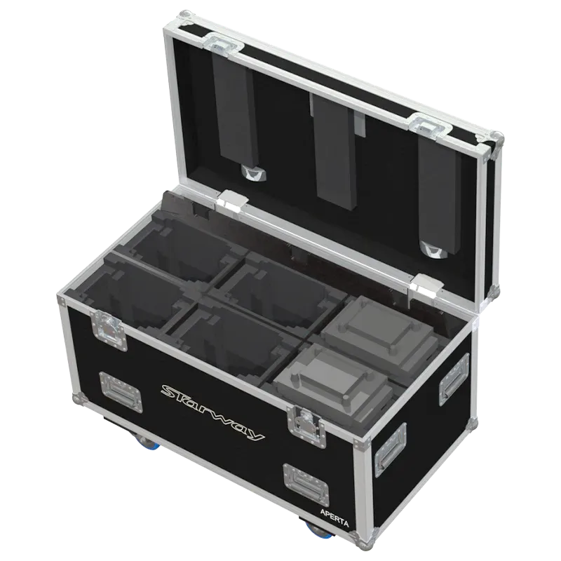 6x Starway Aperta fixtures inside ALP FLIGHT CASES with custom CNC foam