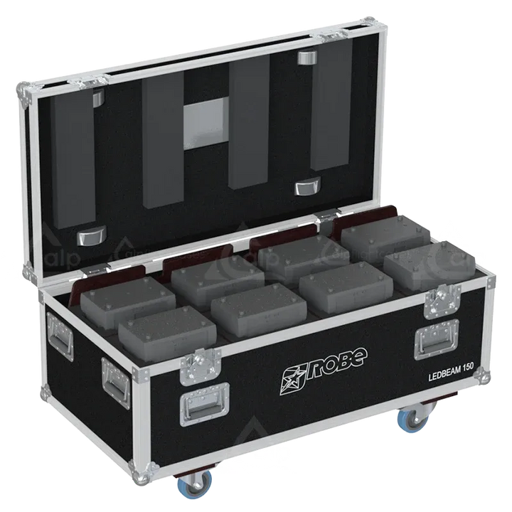 8x Robe LEDBeam 150 fixtures inside ALP FLIGHT CASES with custom CNC foam