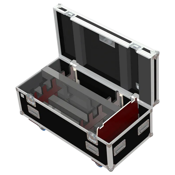 8x Axente OXO Pixyline 150 LED bars stored in ALP lighting flight case with custom CNC foam compartments