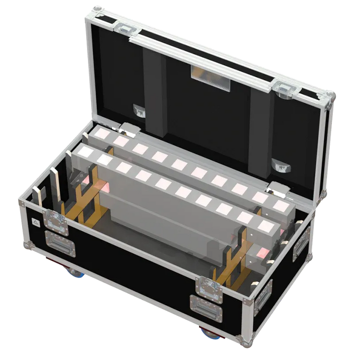 8x Starway Sunstrip active battens stored in ALP lighting flight case with custom CNC foam compartments