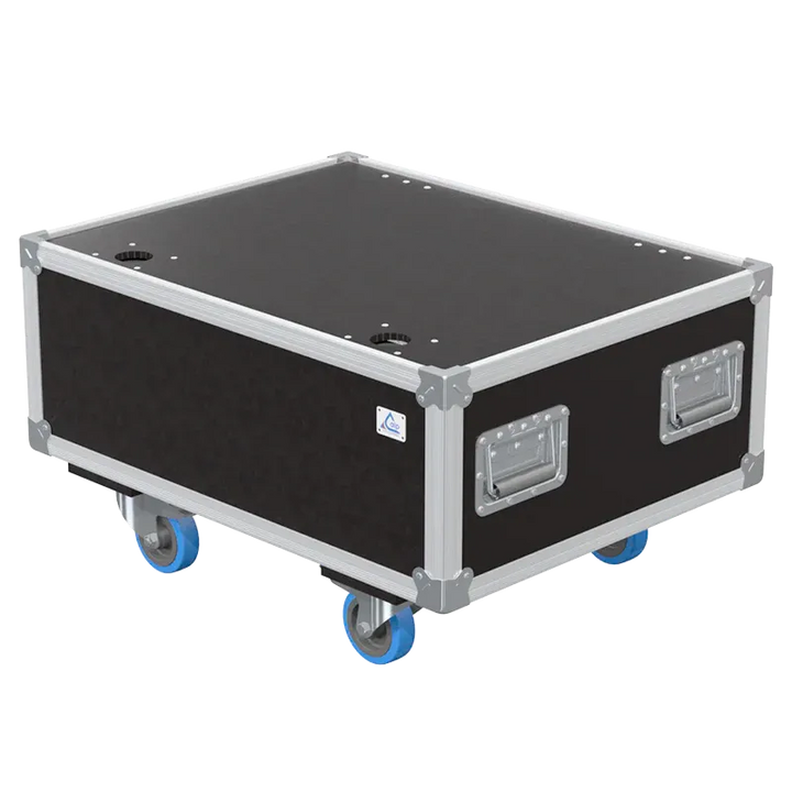 Front view of 8x Starway Windkolor flight case with wheels and heavy-duty touring hardware