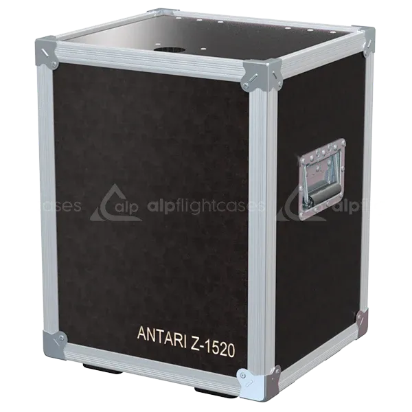 Front view of Antari Z-1520 flight case with wheels and heavy-duty touring hardware