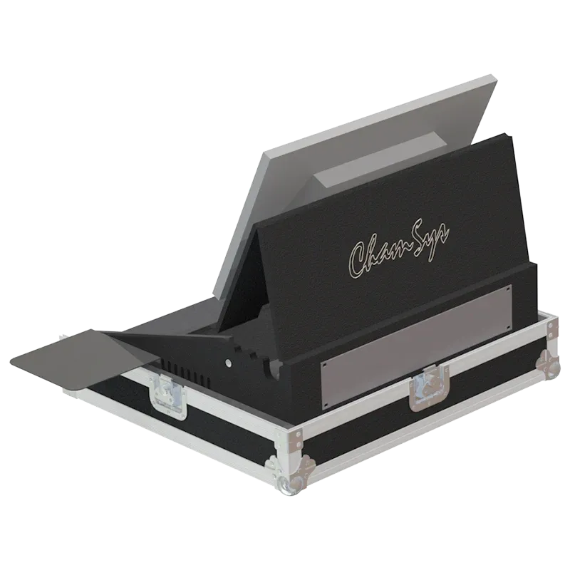 CHAMSYS MAGICQ80 + DISPLAY - WHEELS FLIGHT CASE BACK OPEN