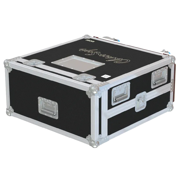 CHAMSYS MAGICQ80 + DISPLAY - WHEELS CLOSED FLIGHT CASE TOP SIDE VIEW
