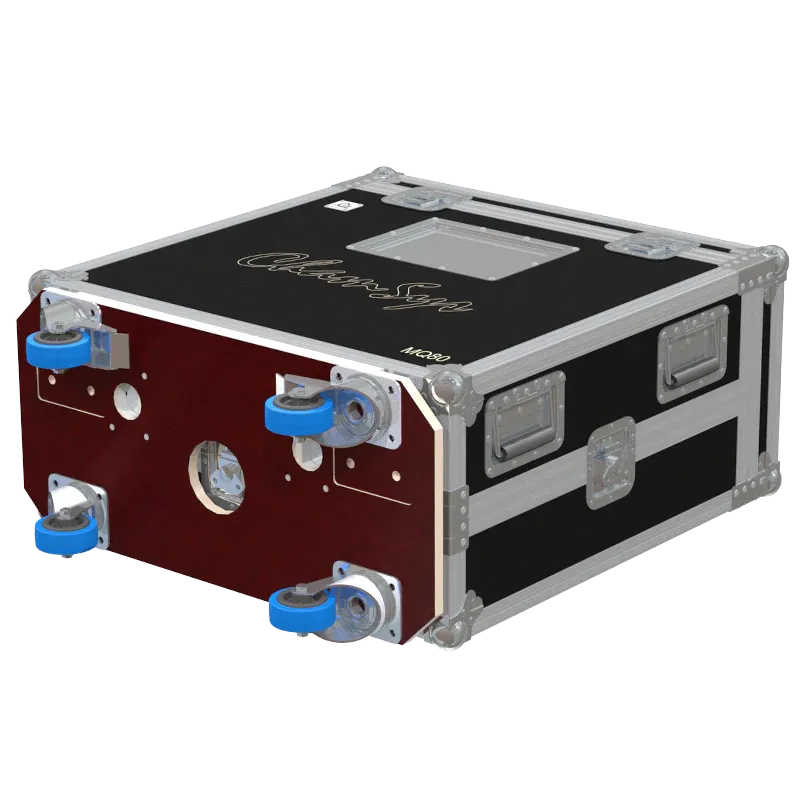 CHAMSYS MAGICQ80 + DISPLAY - WHEELS BOTTOM FLIGHT CASE CLOSED