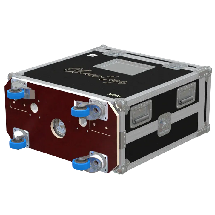CHAMSYS MAGICQ80 + DISPLAY - WHEELS BOTTOM FLIGHT CASE CLOSED