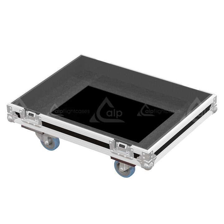 Empty interior of the flight case for 1x RCF TTS 18-A II showing precision CNC-cut foam for subwoofer protection