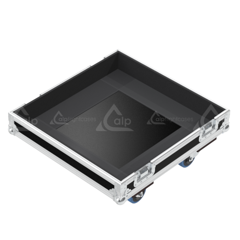 Empty interior of the flight case for 1x JBL EON 718S showing precision CNC-cut foam for high-density protection