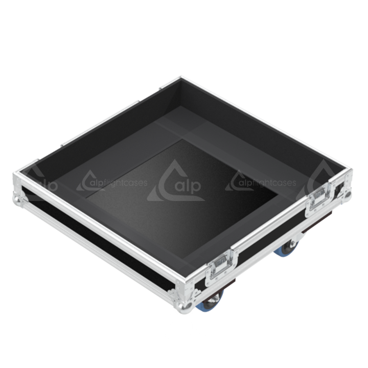 Empty interior of the flight case for 1x JBL EON 718S showing precision CNC-cut foam for high-density protection
