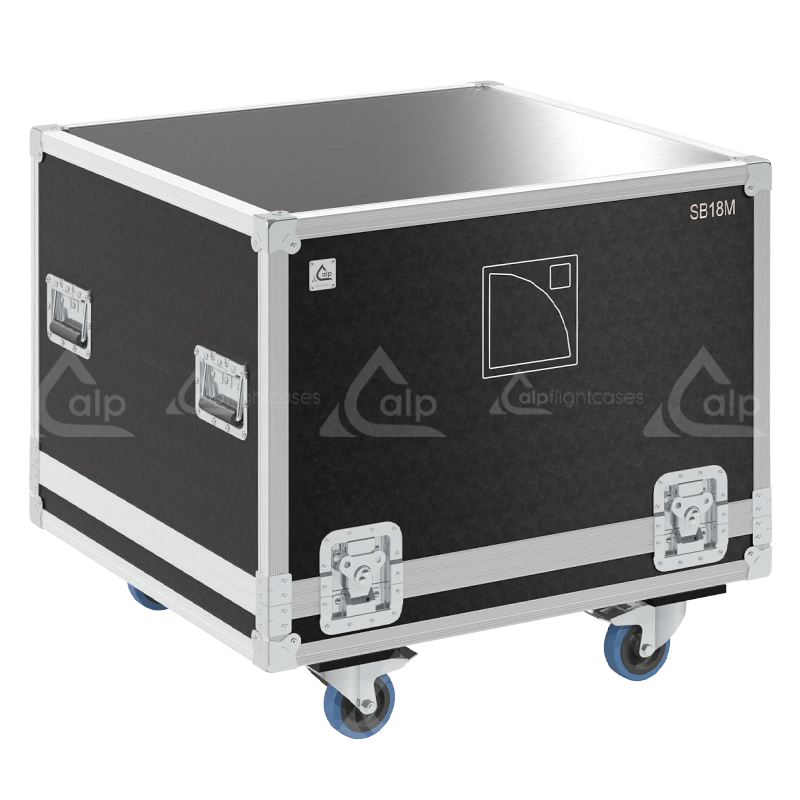 Front view of the professional touring flight case for 1x L-Acoustics SB18P subwoofer by ALP Flight Cases
