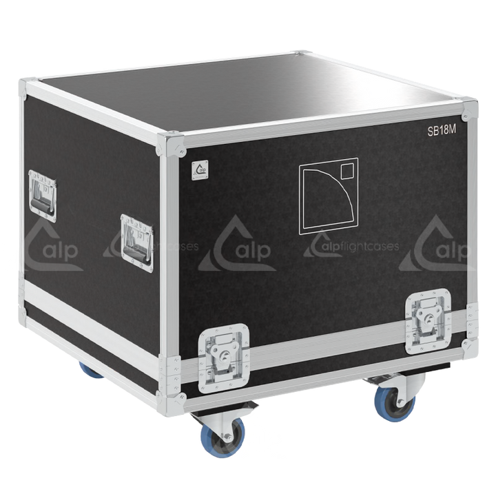 Front view of the professional touring flight case for 1x L-Acoustics SB18P subwoofer by ALP Flight Cases