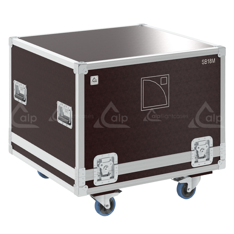 Front view of the professional touring flight case for 1x L-Acoustics SB15P subwoofer by ALP Flight Cases