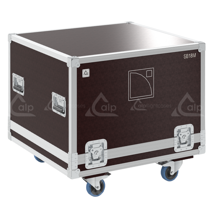 Front view of the professional touring flight case for 1x L-Acoustics SB15P subwoofer by ALP Flight Cases