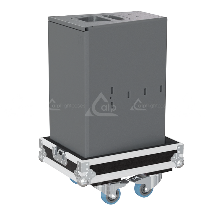 One d&b audiotechnik Q10 loudspeaker safely secured inside the custom pro audio flight case for safe transport