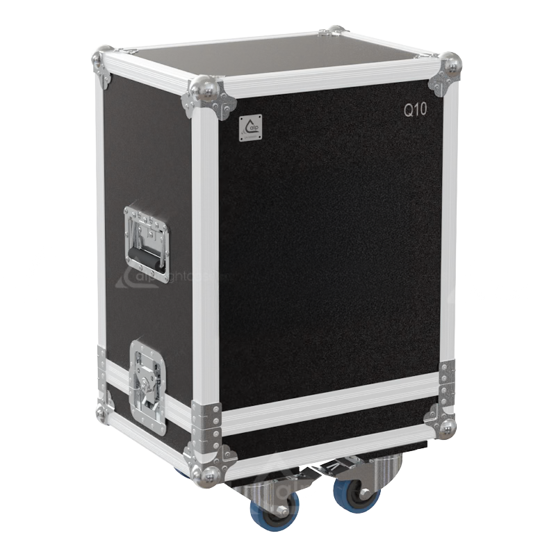 Front view of the single touring flight case for 1x d&b audiotechnik Q10 speaker by ALP Flight Cases