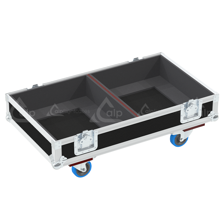 Rear view of the road case for L-Acoustics A15 showing heavy-duty hardware and 10mm birch plywood