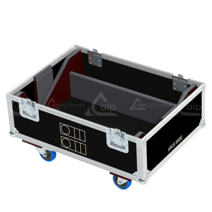 Empty interior of the flight case for 2x L-Acoustics A15 Wide showing precision CNC-cut foam for secure audio transport