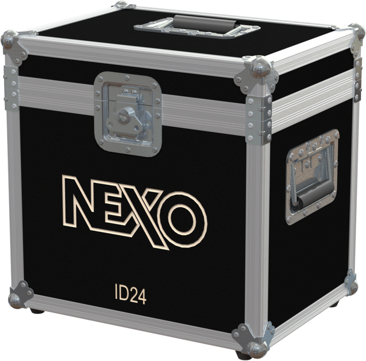 Front view of the professional twin touring flight case for 2x NEXO ID24 speakers by ALP Flight Cases